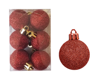 Vánoční koule glitr 3cm, 12ks červená
