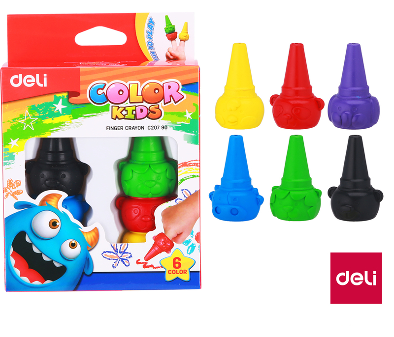 DELI Voskovky prstové 6 barev Color Kids