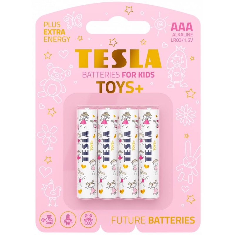 TESLA BATTERIES AAA TOYS GIRL ( LR03/ BLISTER FOIL 4 PCS)