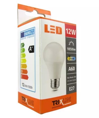 LED žárovka Trixline 12W 1080lm E27 A60 2700K - teplá bílá (10ks/bal)
