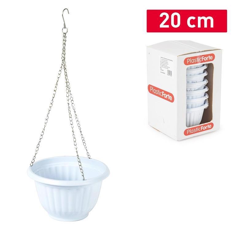 Plastic Forte Závěsný květináč 20cm bílá (8ks/krt)