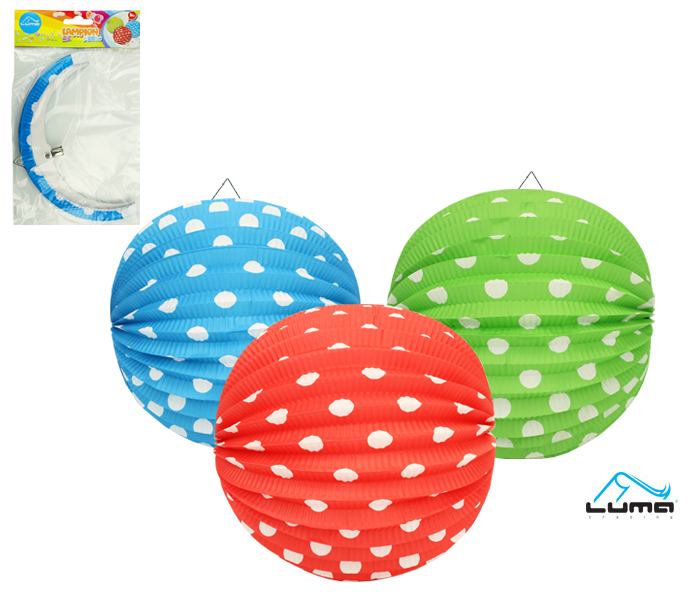 LUMA Lampion 25cm kulatý puntík  mix (12ks/bal)