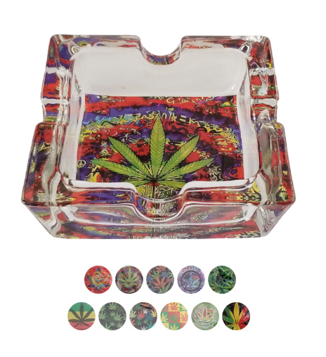 Popelník skleněný Cannabis (12ks/bal)