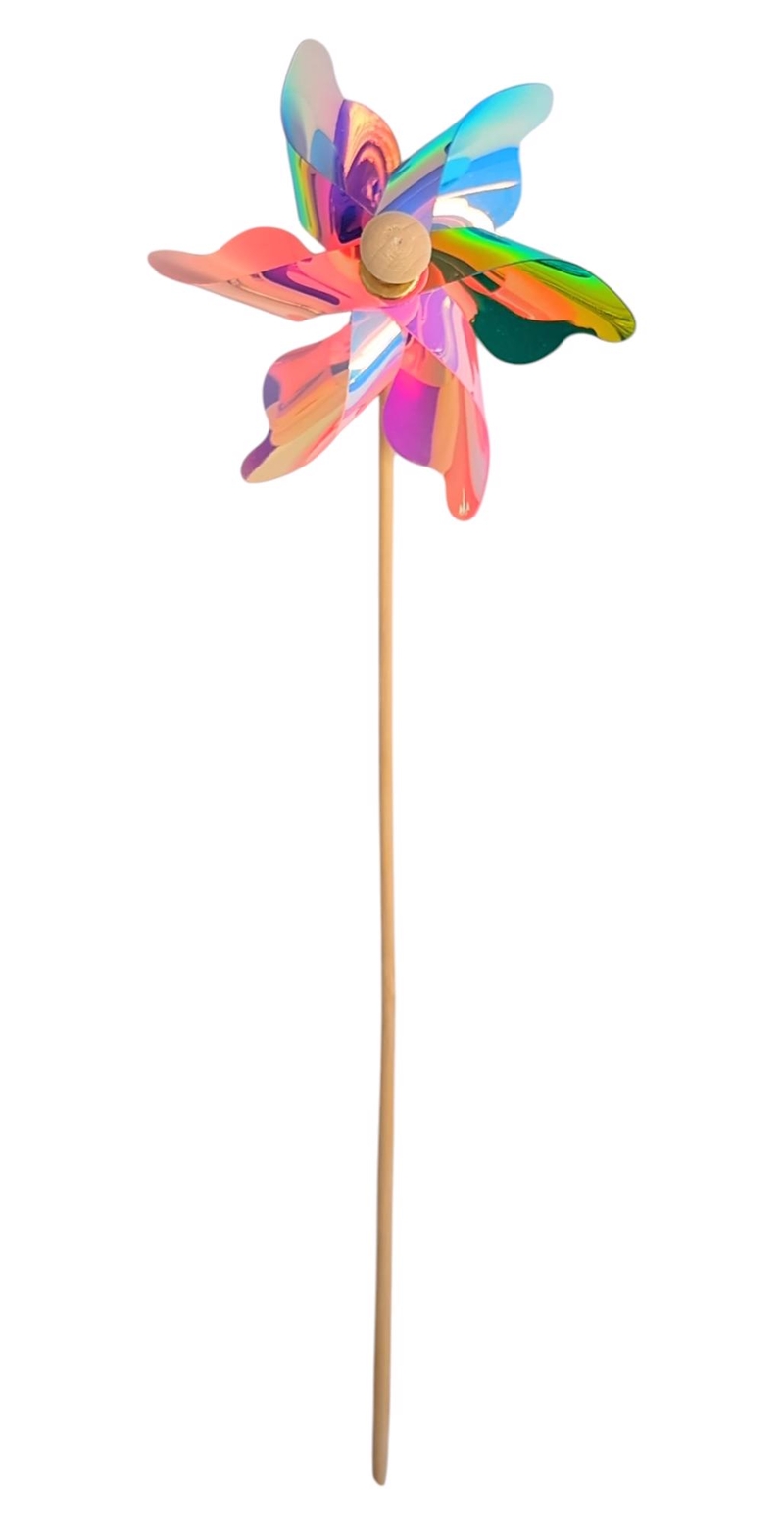 Mini Duhový větrník holografický 23cm (12ks/bal)