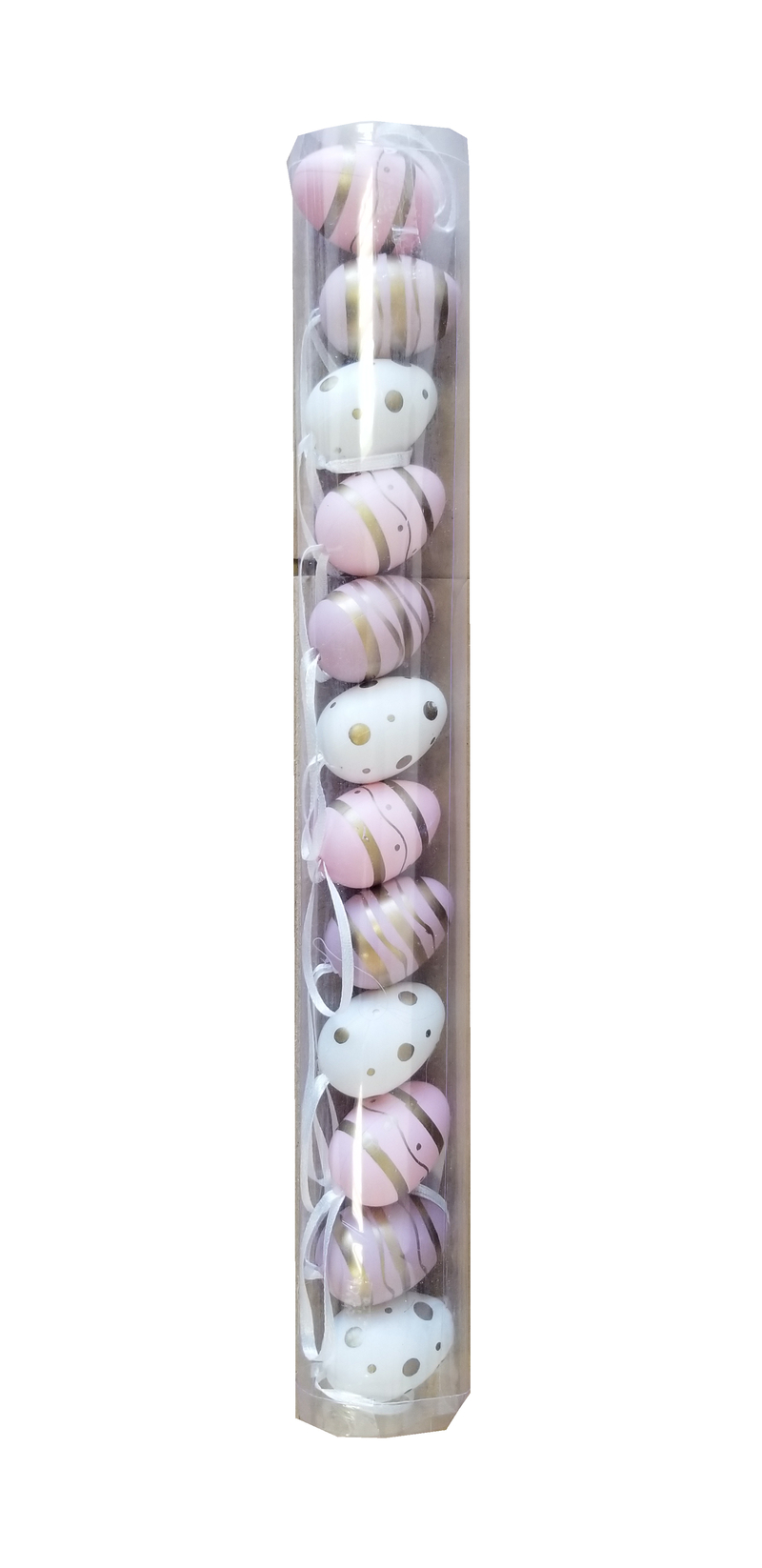 Vejce plast tuba 4cm/12ks růžovobílozl.