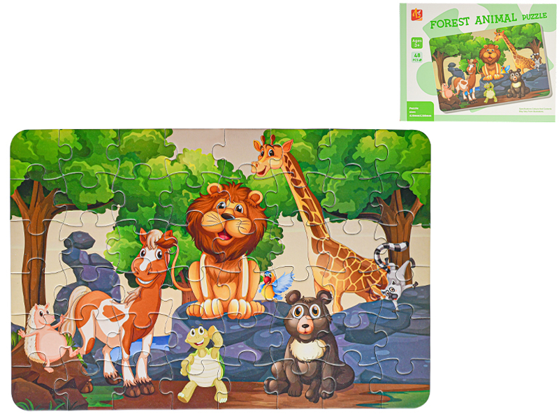 Puzzle dětské 42x28cm Zvířátka 48dílků v krabičce