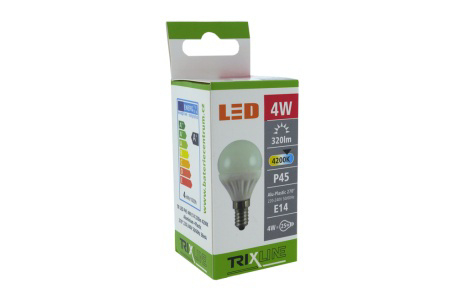 LED žárovka Trixline 4W E14 P45 - neutrální bílá (10ks/bal)