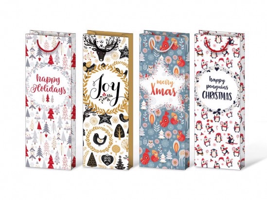 Taška na láhve MFP vánoční T mix 13x36x9cm (12ks/bal)