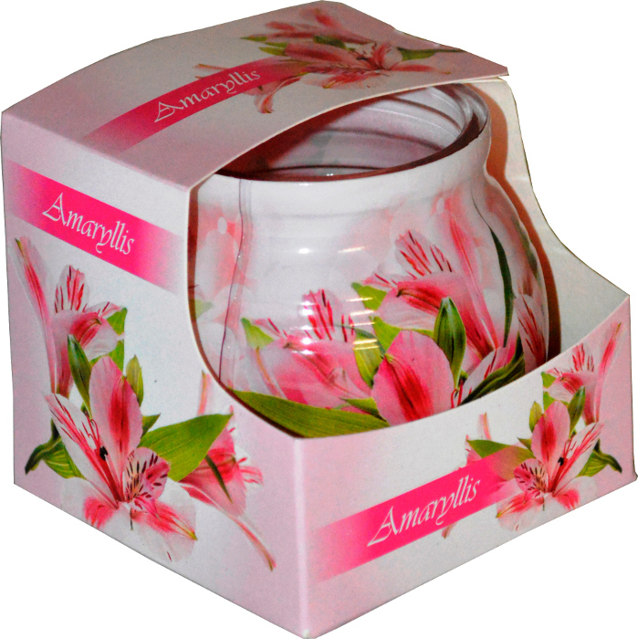 Svíčka ve skle MIRAL 80g AMARYLLIS (12ks/bal)