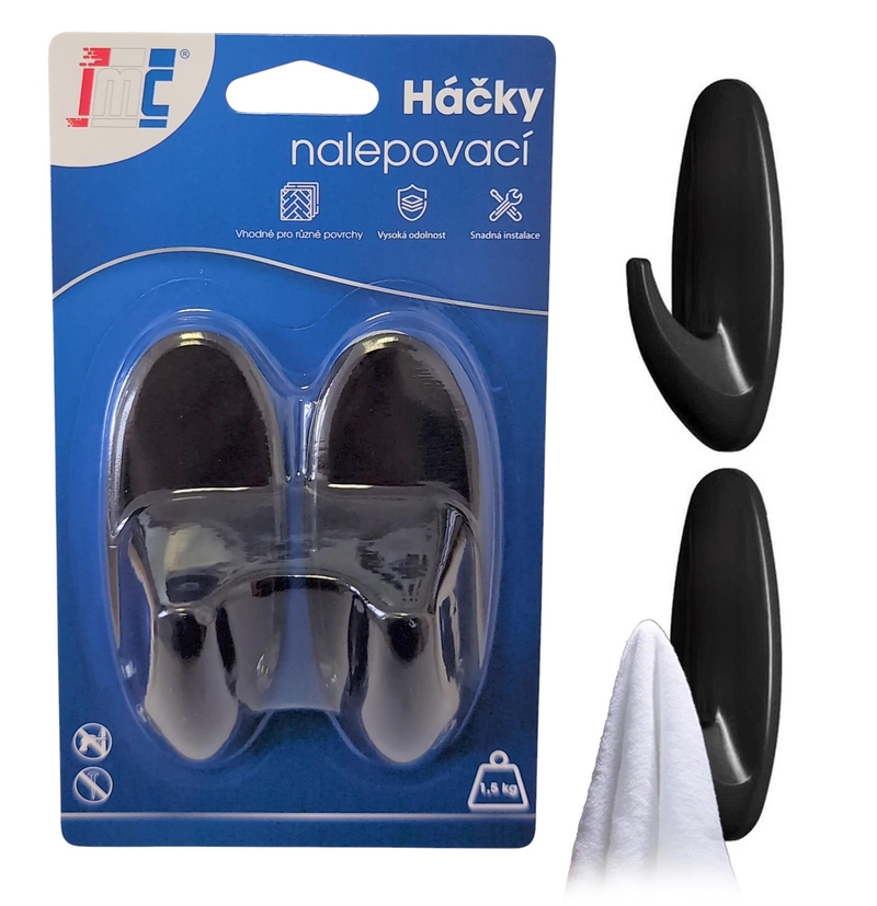 Háčky nalepovací černé 35x85mm 2ks (12sad/bal,288/krt)