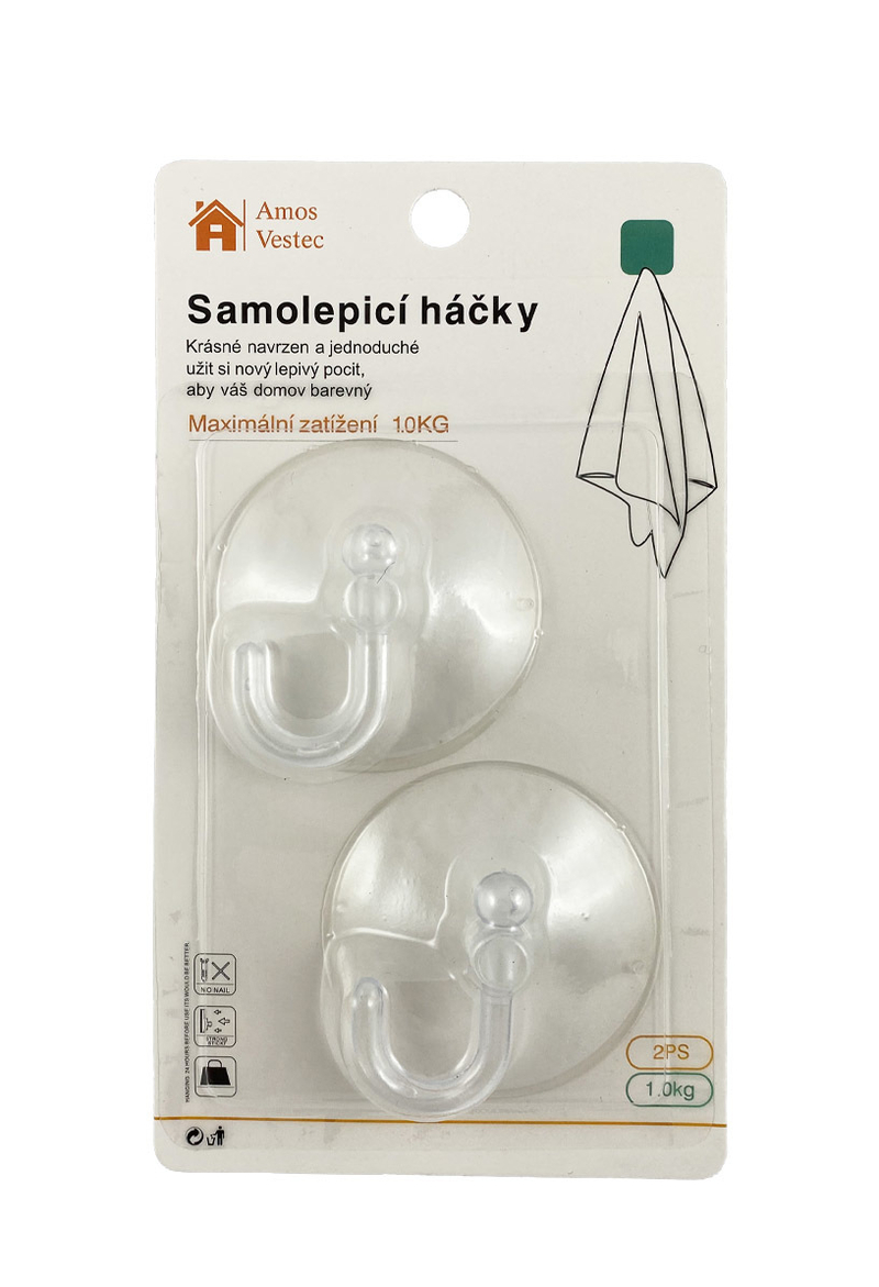 Samolepící háčky 2ks (12/bal)(144/krt)