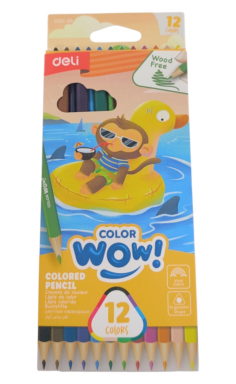 DELI Pastelky trojhranné bezdřevé 12ks ColoRun EC00100-12 (24ks/bal,144/krt)