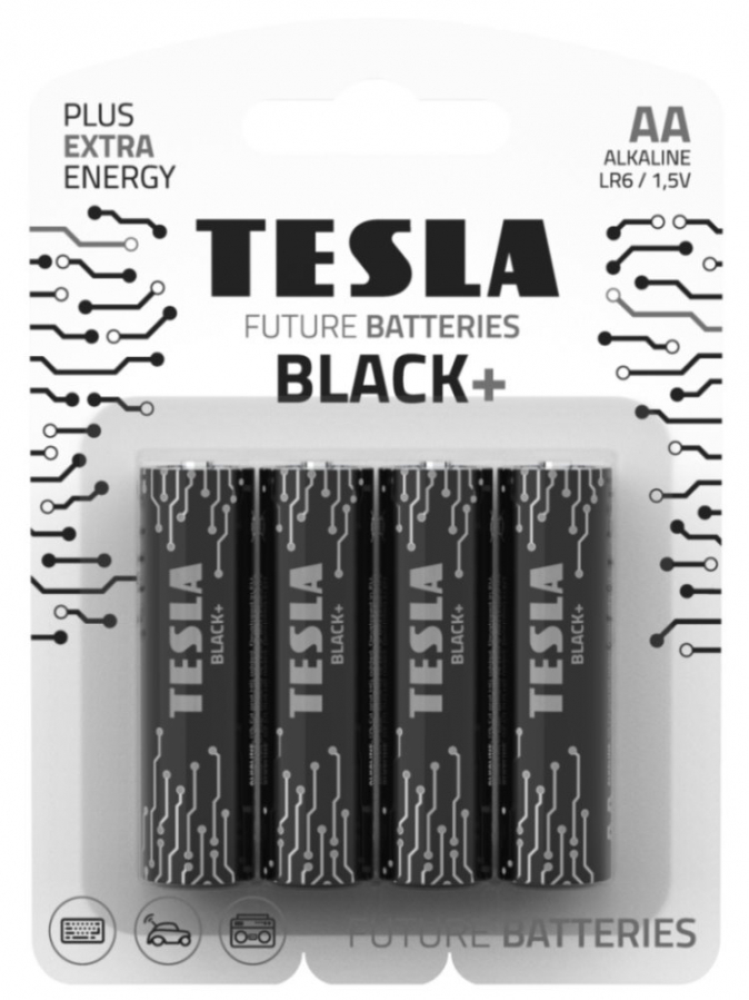 TESLA BATTERIES AA BLACK+ ( LR06/ BLISTER FOIL 4 PCS )