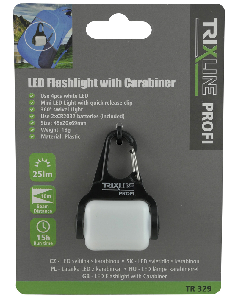 LED svítilna s karabinou (24ks/bal)