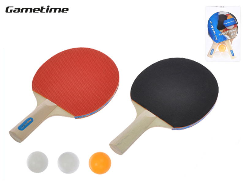 Gametime sada na stolní tenis pálky dřevěné 25cm 2ks + míčky 3ks v blistru (48sada/krt)