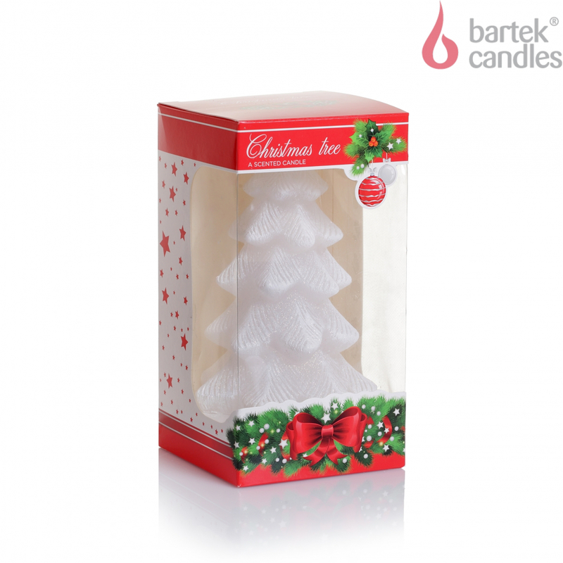 Bartek Svíčka Vánoční stromeček 80x150mm box - bílý (12ks/bal)