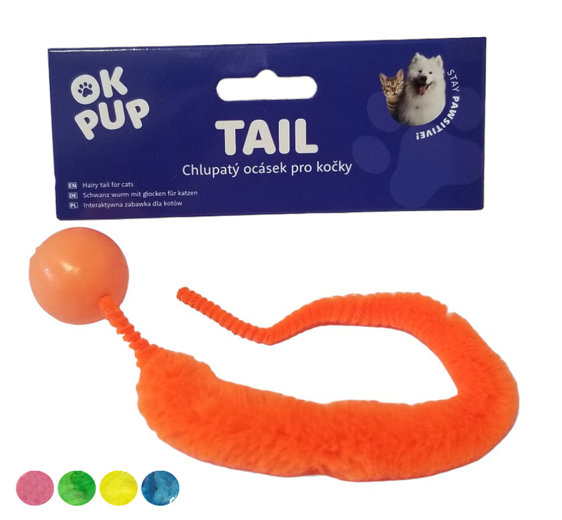 OKPup Hračka pro kočky 0,6x25cm Tail mix barev (12ks/bal, 1200ks/krt)