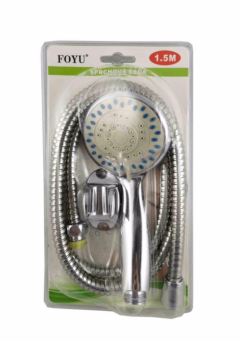 Sprchová růžice + hadice 1,5M FOYU (36set/krt)
