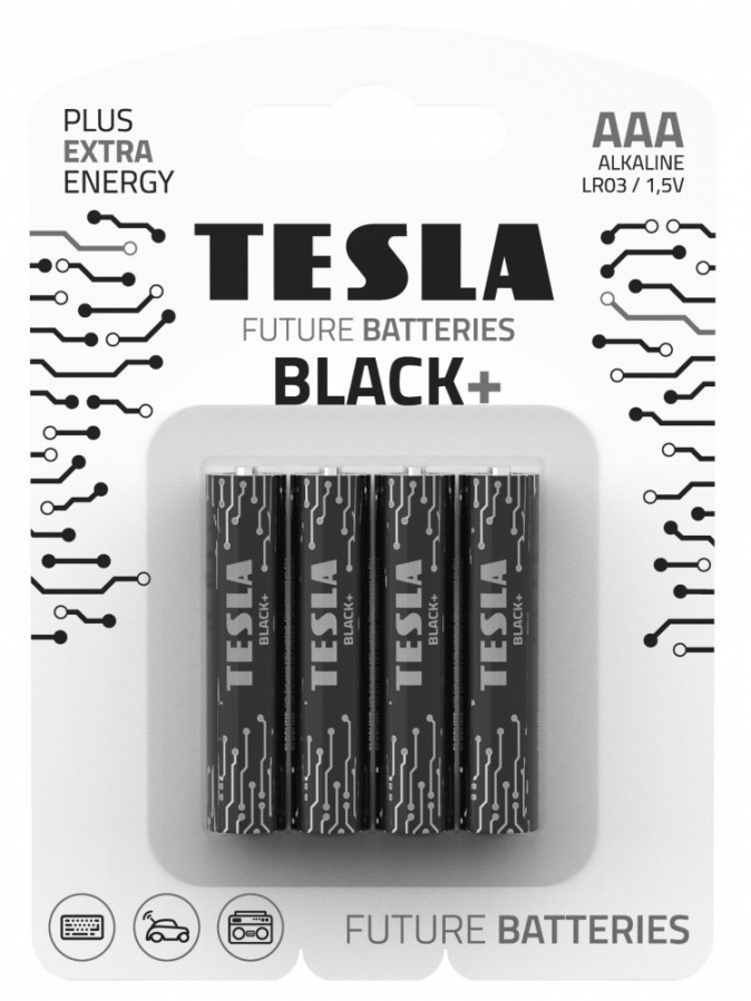 TESLA BATTERIES AAA BLACK+ ( LR03 / BLISTER FOIL 4 PCS )