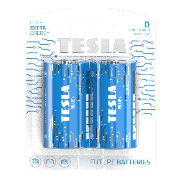 TESLA BATTERIES D BLUE+ ( R20 / BLISTER FOIL 2 PCS)