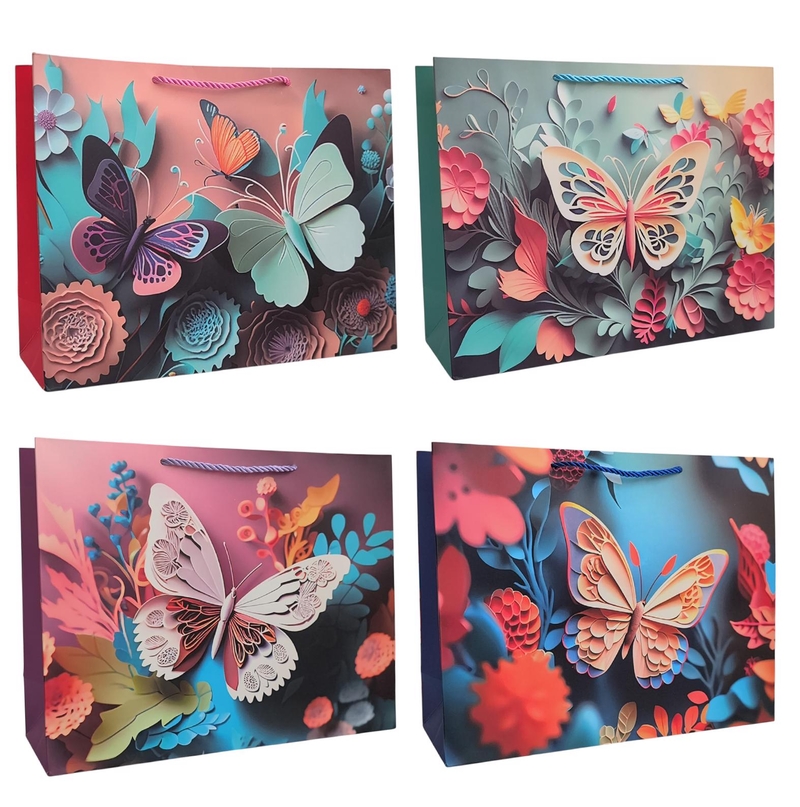 Dárková taška 25x32x11cm - S motýlem (12ks/bal, 480ks/krt)