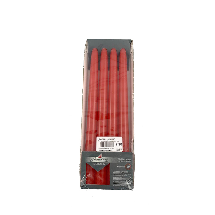 Svíčka kónická 25 cm set 4ks červená