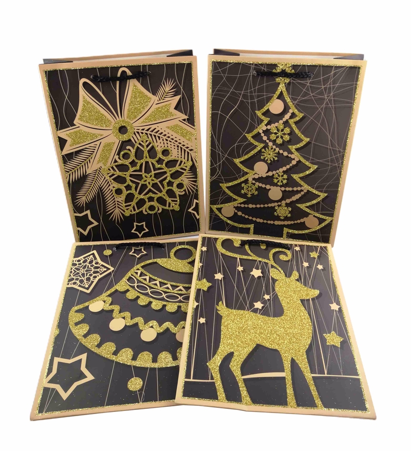 Dárková taška Vánoční- glitter 26x32x10cm (12ks/bal,360/krt)