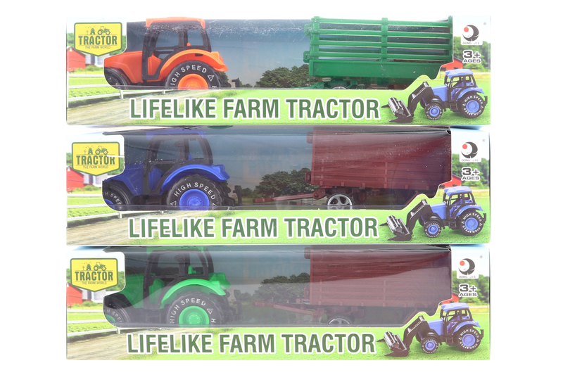 Traktor 3 barvy s přívěsem