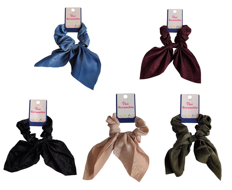 Saténová gumička do vlasů se stuhou Scrunchie (12ks/bal, 600/krt)