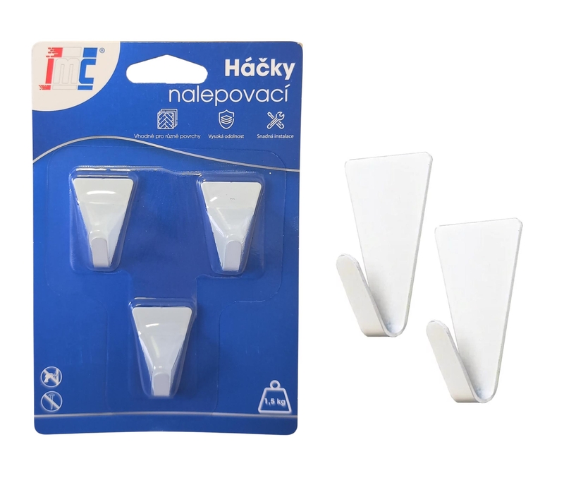 Háčky nalepovací bílé 31x21mm 3ks (12sad/bal,288/krt)