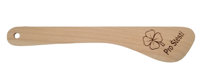 Vařečka dřevěná s motivem 30x6cm - PRO ŠTĚSTÍ