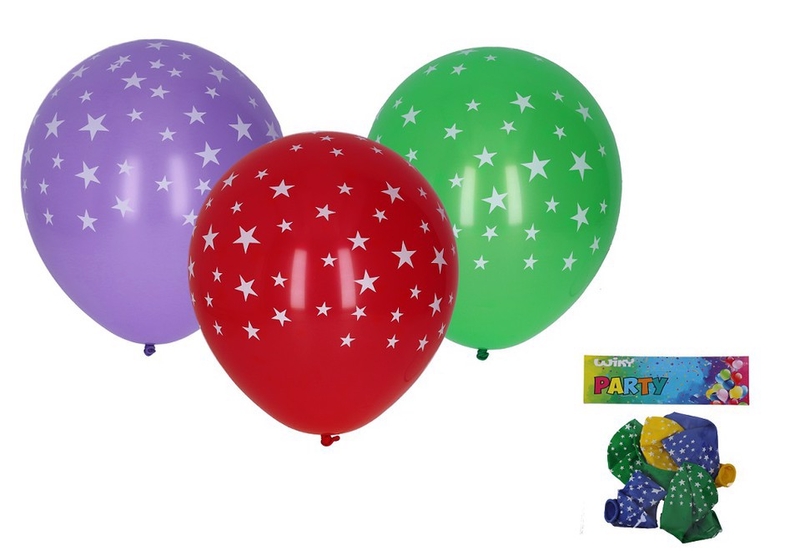 Balónek nafukovací 30cm - sada 5ks, potisk hvězdy (20sad/bal)