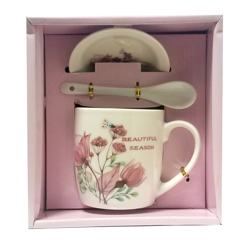 Dárková sada porcelánoý hrnek s talířkem a lžičkou - Beautiful Season