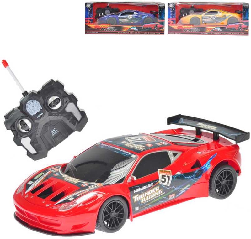 R/C auto sportovní 23cm plná funkce na baterie se světlem 40MHz 3barvy v krabičce (24ks/krt)