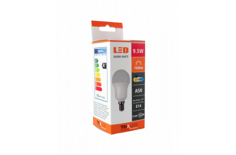 LED žárovka Trixline 9,5W E14 A50 - teplá bílá (10ks/bal)