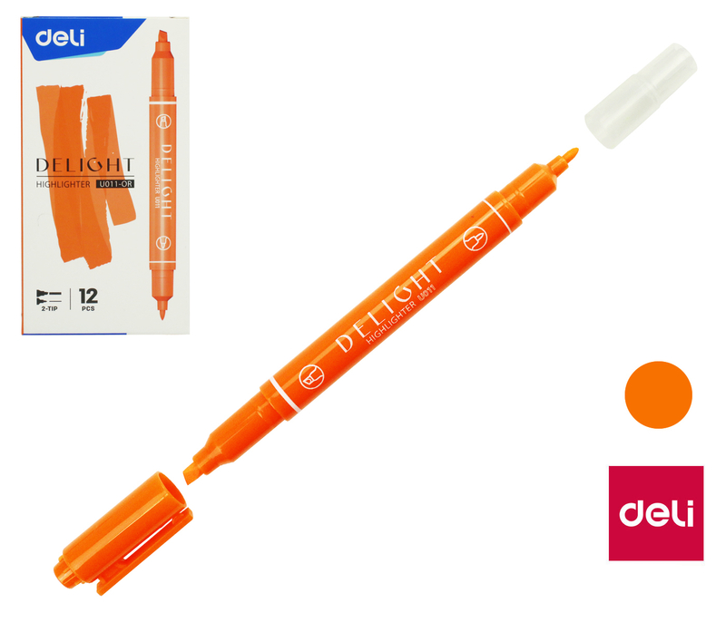 DELI Zvýrazňovač oboustranný oranžový (12ks/bal) 144/krt