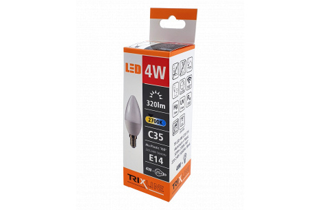 BC 4W TR LED E14 C35 2700K Plastic TRIXLINE (10ks/bal)