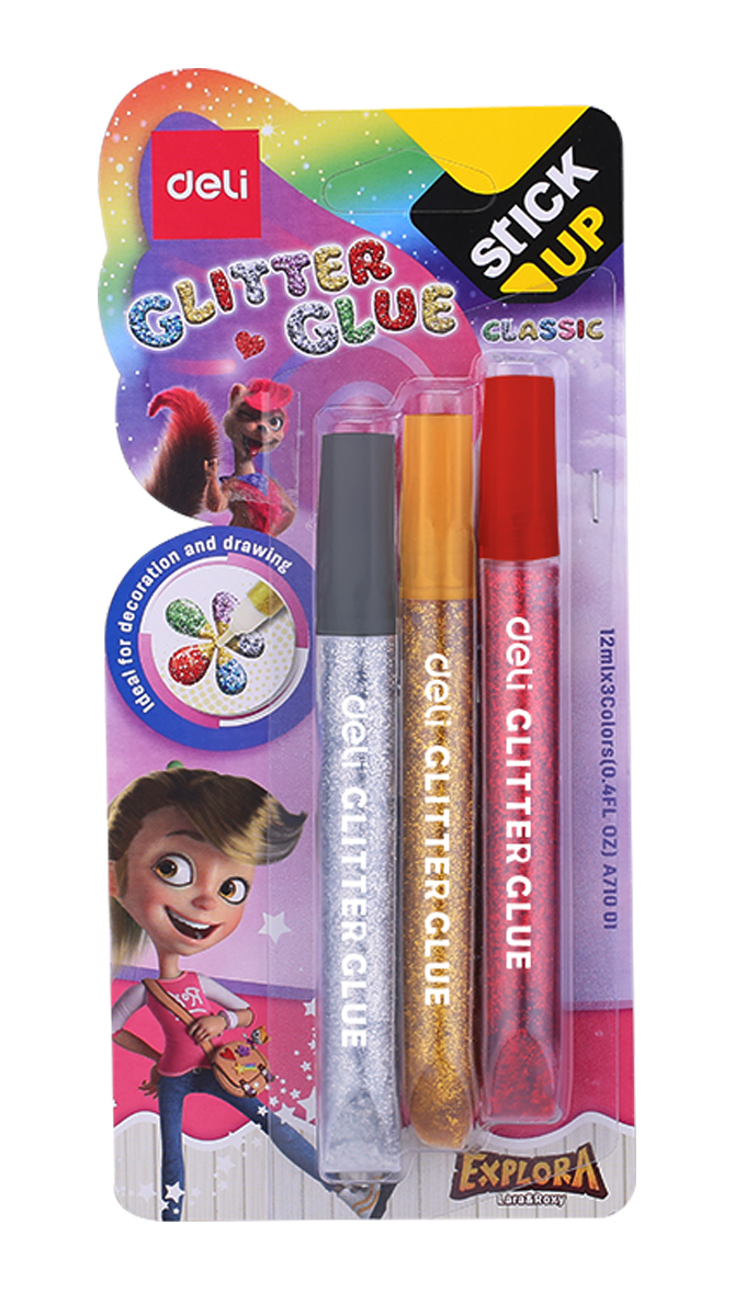 DELI Glitrové lepidlo 12ml, 3ks STICK UP EA71001 (24ks/bal,192/krt)