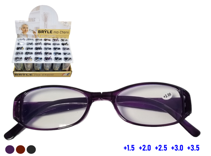 Brýle na čtení skládací s pouzdrem - Marge (30ks/bal, 360ks/krt)