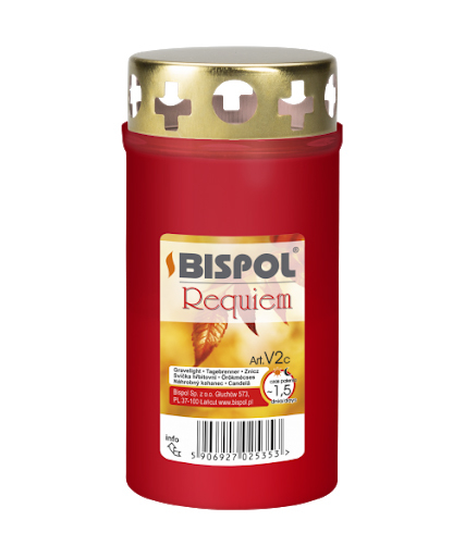 Bispol Svíčka olejová s víčkem V3 červená (18ks/bal)