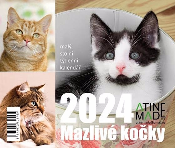 Stolní kalendář 2024 150x150mm - Mazlivé kočky (10ks/bal)