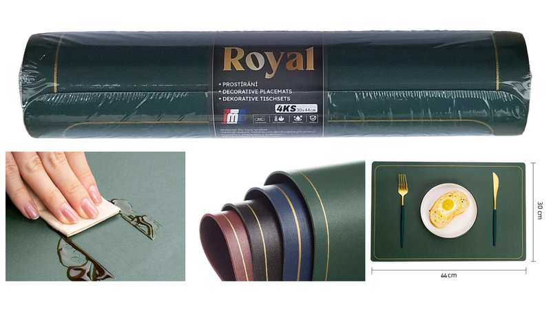 Prostírání imitace kůže - Royal emerald 4ks 30x44cm (48sada/krt)