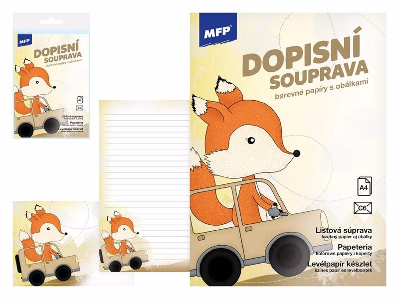 Dopisní papír barevný LUX 5+10 liška