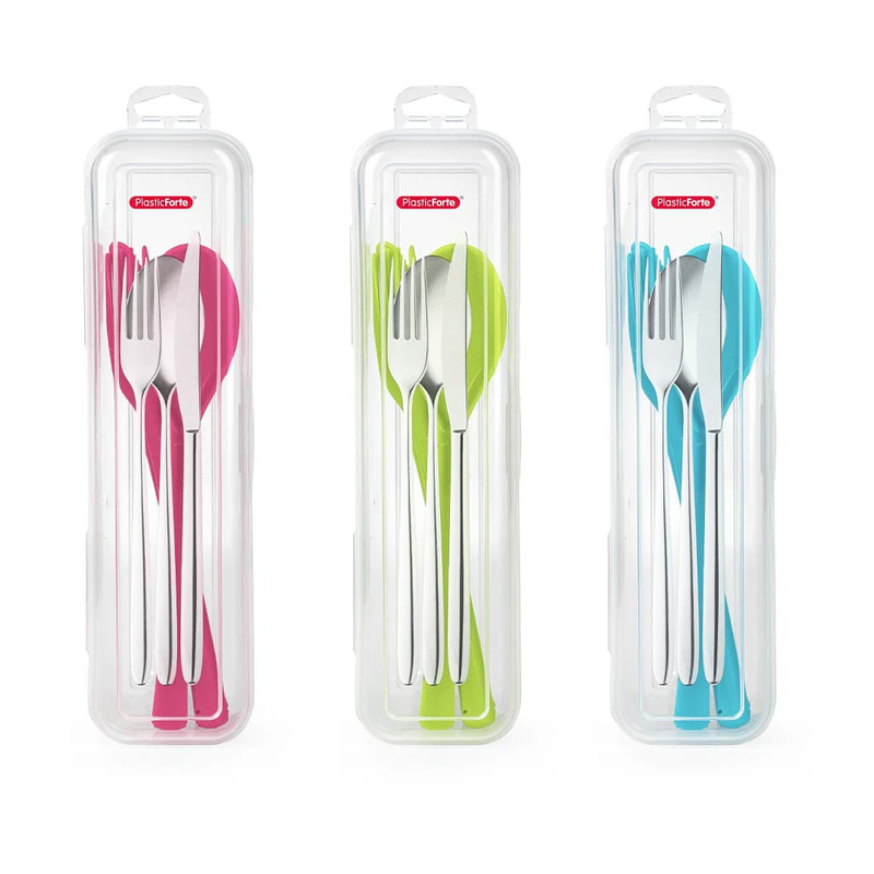 Plastic Forte Třídílná souprava příborů s pouzdrem (12sad/bal)