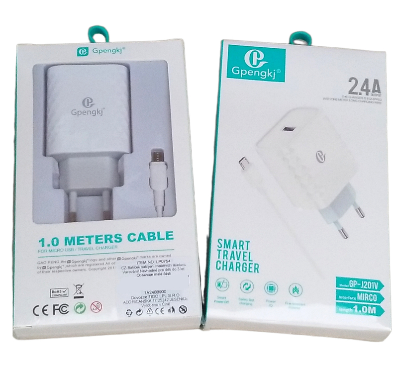 Sada nabíječka s lightning kabelem 2.4A 1.0M GP-J201P (12sada/bal, 240sada/krt)