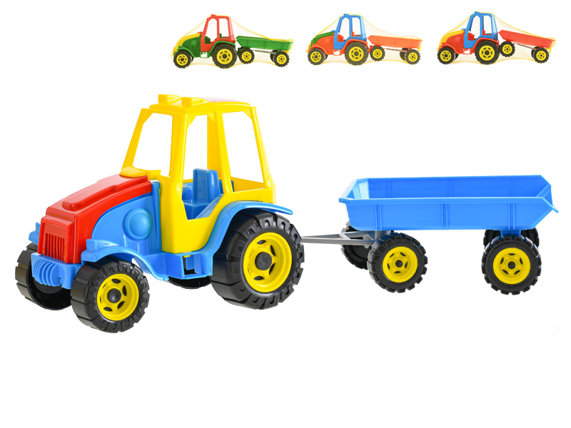 Traktor s vlekem Titan 41cm volný chod 4barvy v sít'ce 