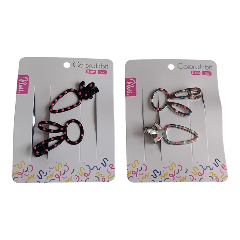 Neli sponky do vlasů Colorabbit 5cm 2ks (12sad/bal,480/krt)