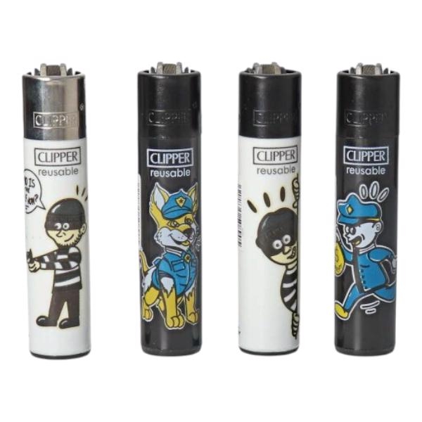 Zapalovač CLIPPER - Cops and Robbers (24ks/bal, 576ks/krt)