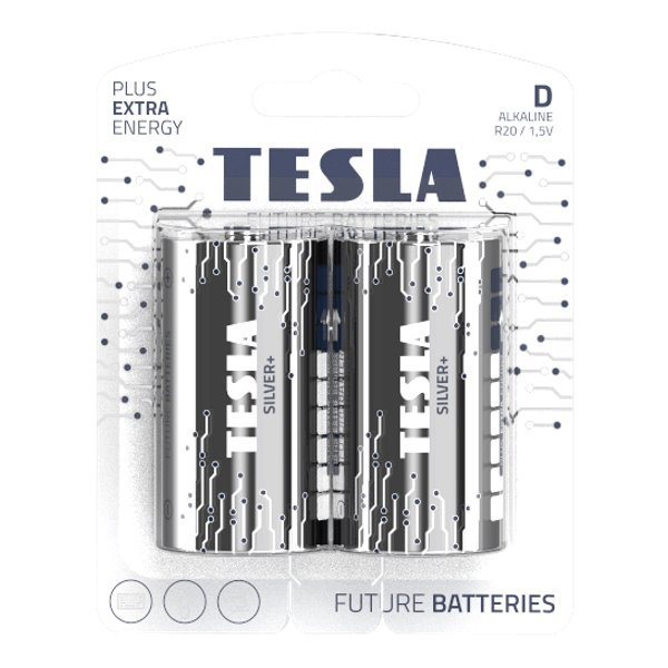 TESLA BATTERIES D SILVER+ ( LR20 / BLISTER FOIL 2 PCS )