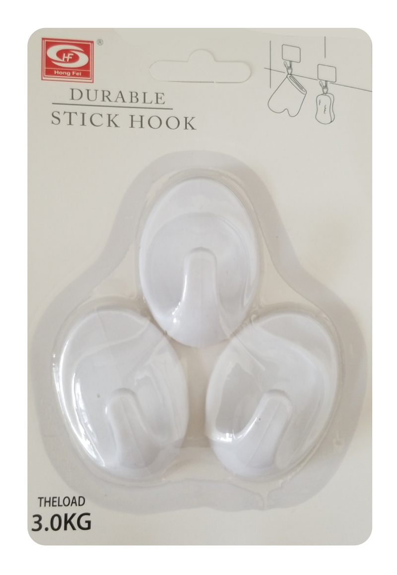 Háček samolepicí White 3ks ovál (12/bal 168/krt)
